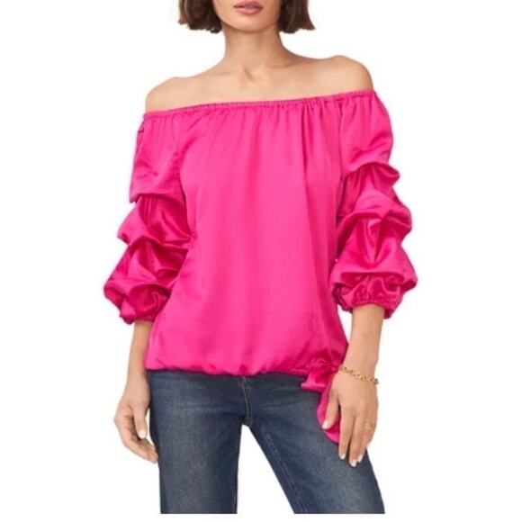 Vince Camuto ruffled sleeve top Sz 1x NWT blouse **White - Picture 1 of 11